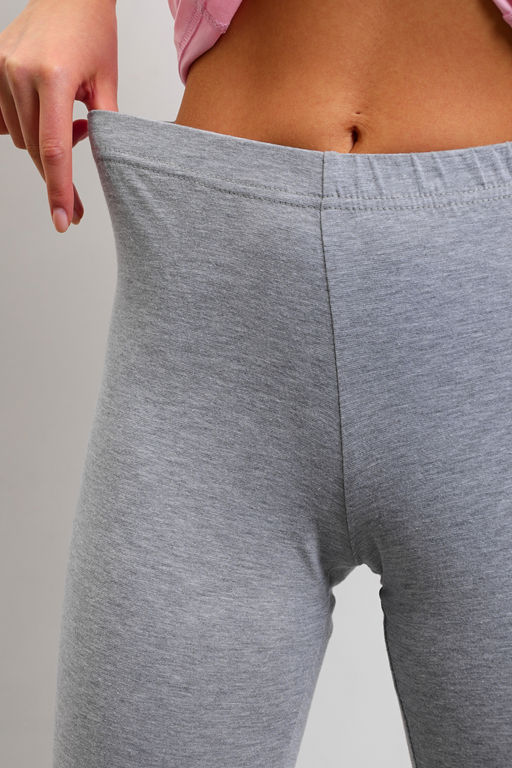 Легинсы женские из кулирки с лайкрой серый меланж макси