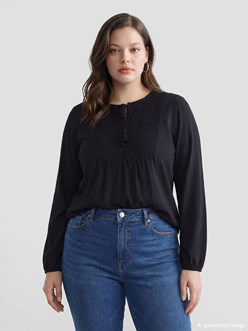 Ba?lamal? Yaka Nak??l? Bluz