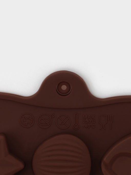 Форма для конфет и шоколада Доляна Звёзды, ракушки, сердца, силикон, 20.6?10.3 см, 15 ячеек, коричневая  фото 6