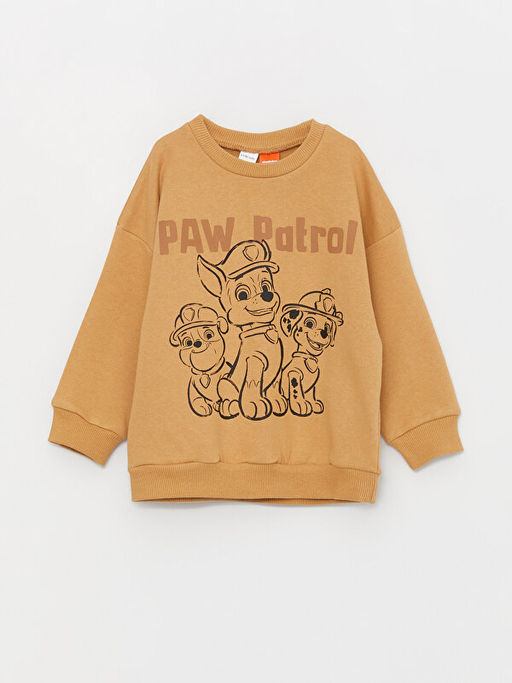 Bisiklet Yaka Uzun Kollu Paw Patrol Bask?l? Erkek Bebek Sweatshirt