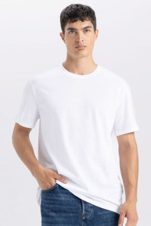 New Regular Fit Bisiklet Yaka Basic Duz K?sa Kollu Tisort