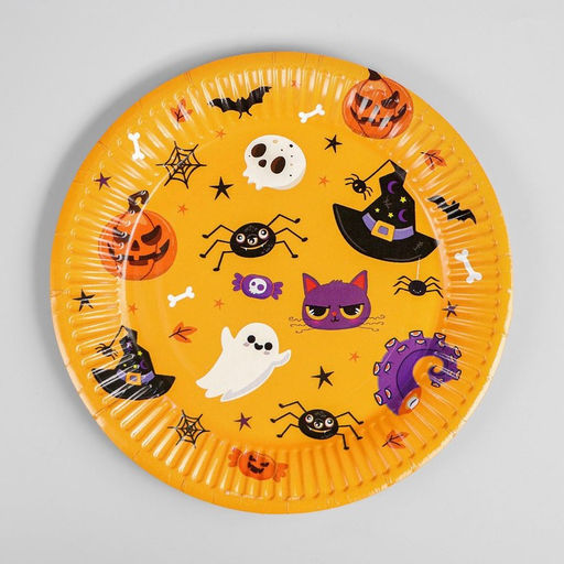 Цена за 10 шт. Тарелка бумажная Halloween, 18 см. - Страна карнавалия фото 6