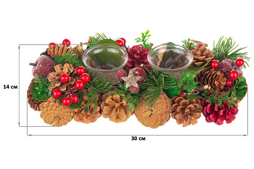 Новогоднее украшение подсвечник 30*14*8 см Тайна Рождества на 2 свечи прямоугольный - Elan gallery фото 2