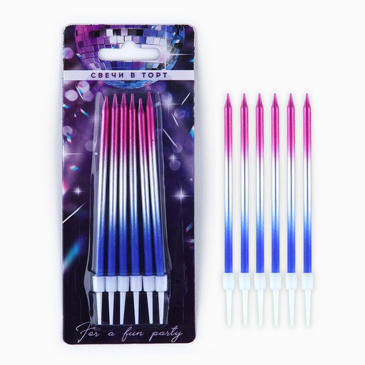 Цена за 2 шт. Свечи для торта Make a wish, 6 шт., 13×0.5 см