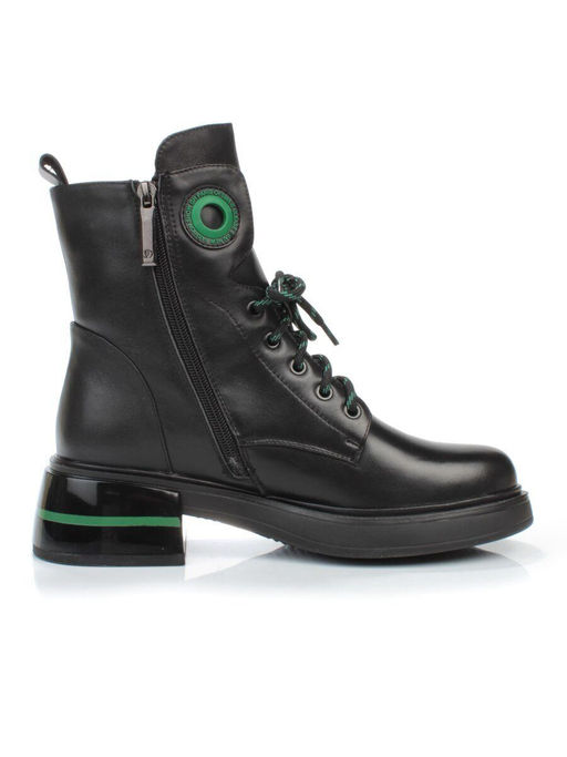 01-P514-4 BLACK/GREEN Ботинки демисезонные женские (натуральная кожа, байка) - Фабричный китай фото 9
