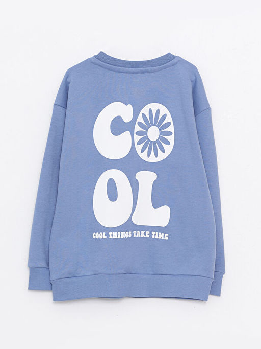 Bisiklet Yaka Bask?l? Uzun Kollu K?z ?ocuk Sweatshirt - Waikiki фото 2