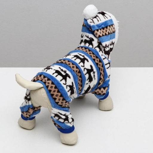 Комбинезон Олени с капюшоном, размер L (ДС 35 см, ОГ 45 см, ОШ 35 см), голубой - Simaland фото 4