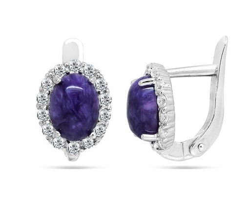 Серьги из серебра чароит, СПН4151