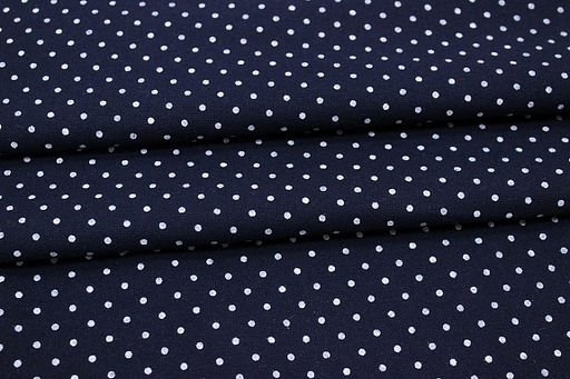 Теплый хлопок Белый горох (2мм) на чернильном-2, ш.1.5м, хлопок-100%, 160гр/м.кв - Купава фото 5