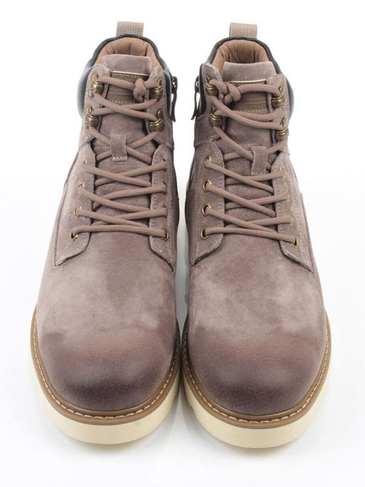 05-H50119M-3 GRAY/BROWN Ботинки зимние мужские (натуральная кожа, натуральный мех)