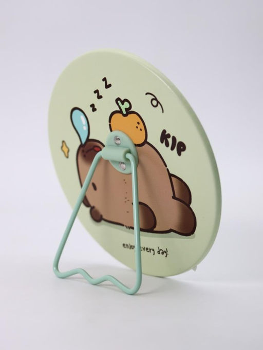 Зеркало настольное "Capybara is happy", зеленое, 15,6*15,6 см