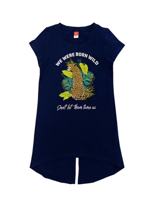 CRB wear/CSJG 63142-41-323 Платье модель "туника" для девочки,темно-синий/Ex.Cherubino