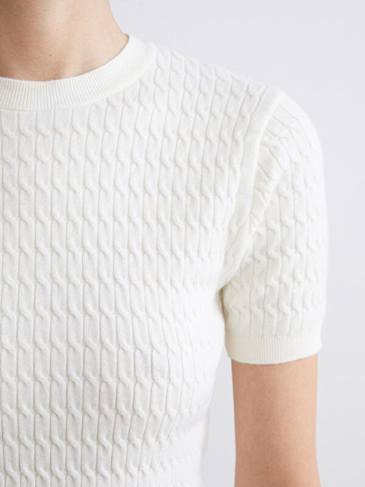 Bisiklet Yaka Kendinden Desenli Kad?n Triko Kazak