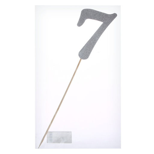 Цена за 5 шт. Топпер в торт 7, цвет серебро - Страна карнавалия фото 3