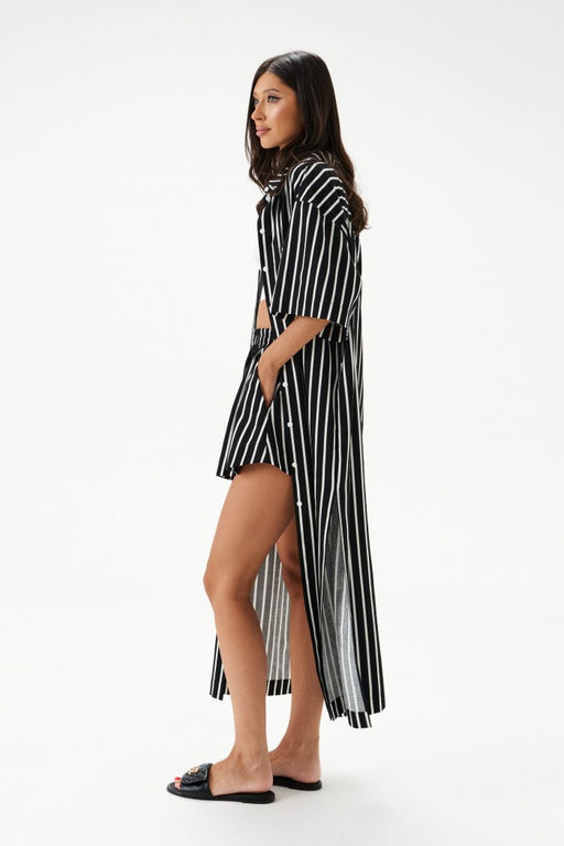 Шорты Annete А1561 свободные черные из льна  фото 4