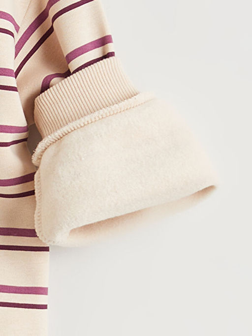 Bisiklet Yaka ?izgili K?z ?ocuk Sweatshirt