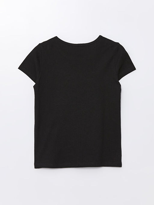 Bisiklet Yaka Bask?l? K?sa Kollu K?z ?ocuk Ti??rt - Waikiki фото 2