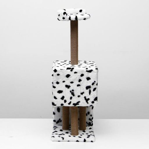 Домик для кошек с когтеточкой Двухуровневый, 72 х 37 х 110 см, джут, далматинец - Пижон фото 2