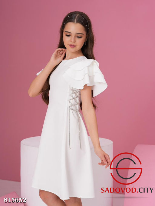 Платье для девочки с волнистыми рукавами