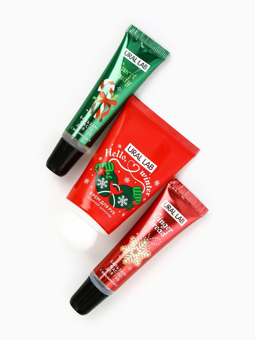 Новогодний подарочный набор косметики: крем для рук, бальзам для губ 2 шт., URAL LAB  фото 5