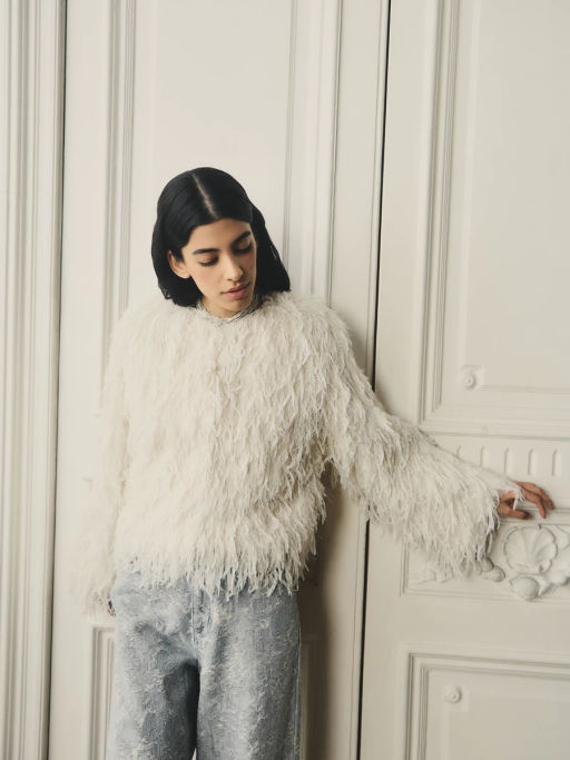 Жакет из перьев с пайетками / Zarina