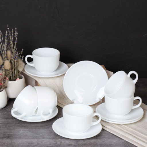 Чайный набор 12 предметов 220 мл белый New / СB210/GD55-6A (WHITE ) /уп.8/ - ГалеонТрейд фото 2