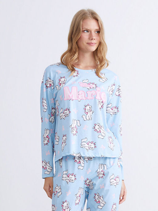 Bisiklet Yaka Aristocats Bask?l? Kad?n Pijama ?st