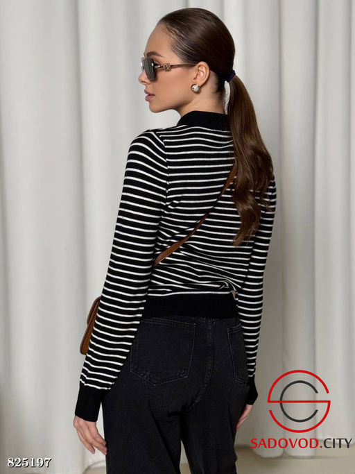 Свитер-поло в полоску женский