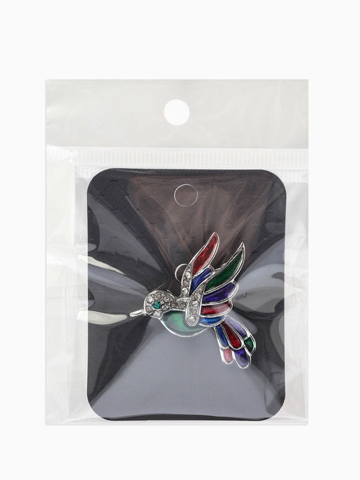 Брошь «Птица» голубка, цветная в серебре