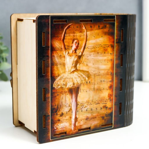 Деревянная шкатулка-книга «Балерина» 14×14 см
