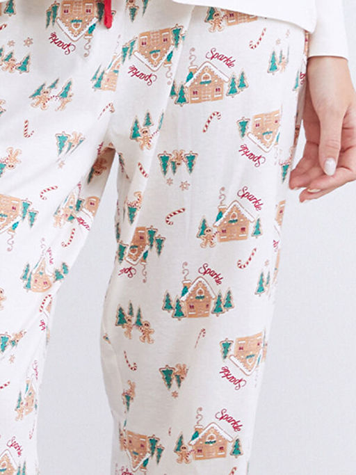 Beli Lastikli Y?lba?? Temal? Kad?n Pijama Alt?