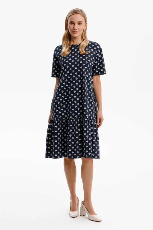 ЕВТ 5066/чернильный,мини цветы платье жен