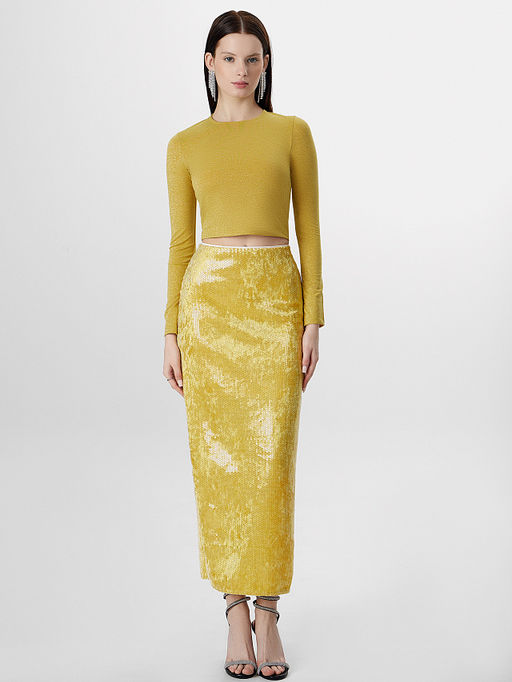 Юбка Mark Formelle x Ольга Бузова желтая с пайетками  фото 5
