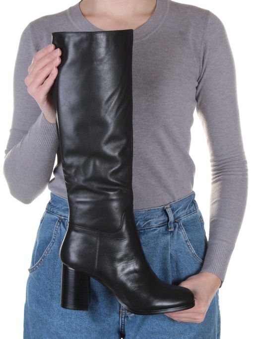 02-K83-D1 BLACK Сапоги зимние женские (натуральная кожа, натуральный мех (еврозима)) - Фабричный китай фото 4