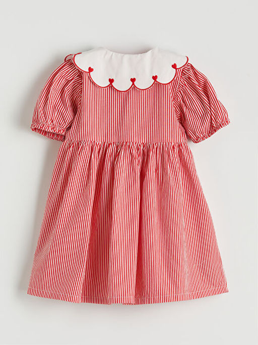 Bebe Yaka K?z ?ocuk ?izgili Elbise