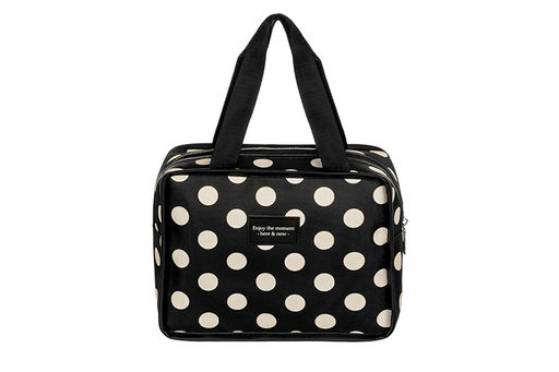 Косметичка - сумочка 23*11,5*18,5 см Черная в белый горошек, с двумя ручками - Elan gallery фото 4