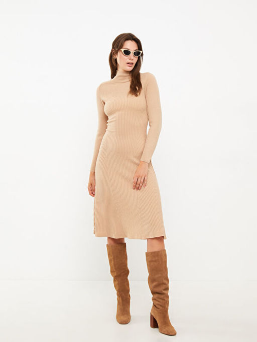 Yar?m Bal?k?? Yaka Kad?n Triko Elbise