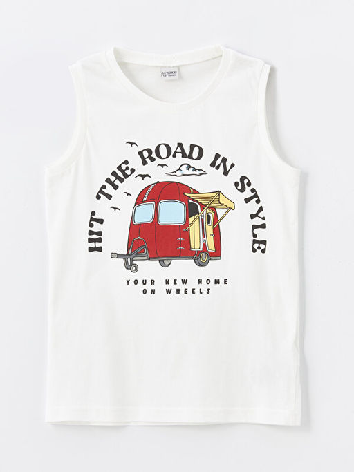 Bisiklet Yaka Bask?l? Erkek ?ocuk Atlet