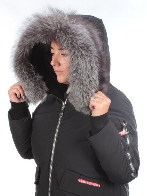 CU-19056 BLACK Пальто женское зимнее CUTEELF (200 гр. холлофайбера) - Fashion фото 14