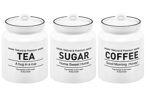 Набор 3 банок д/хранения 1 л 12*12*17 см Tea, Coffee, Sugar с крышкой, белый - Elan gallery фото 14
