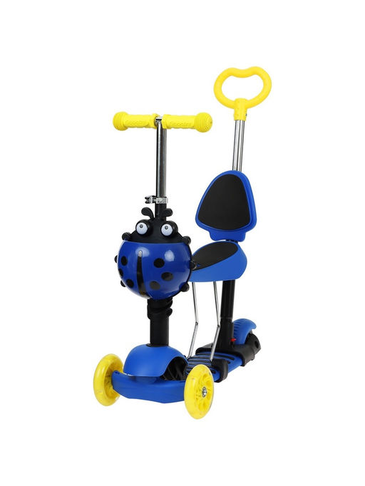 Самокат 5 в 1 GRAFFITI, колёса световые PU 120/80 мм, синий