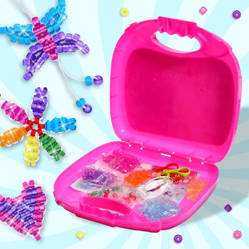 Игровой набор Чемодан: Милые брелочки, крупный бисер, розовый