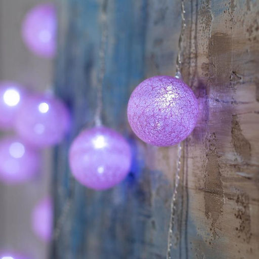 Гирлянда - нить, 5 м с насадками Клубки розовые, IP20, прозрачная нить, 20 LED, свечение белое, 220 В - Luazon lighting фото 3