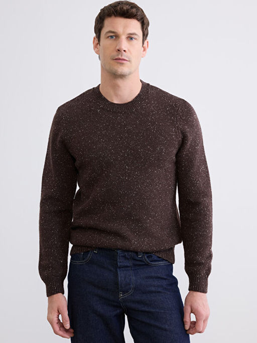 Bisiklet Yaka Y?n Kar???ml? Erkek Triko Kazak