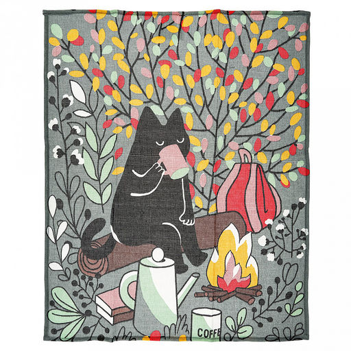 Полотенце кухонное 50х60см "Котофей и кофе", набор 3шт, рогожка 156г/м2, хлопок 100%, на картоне, "Домашняя мода" (Россия)