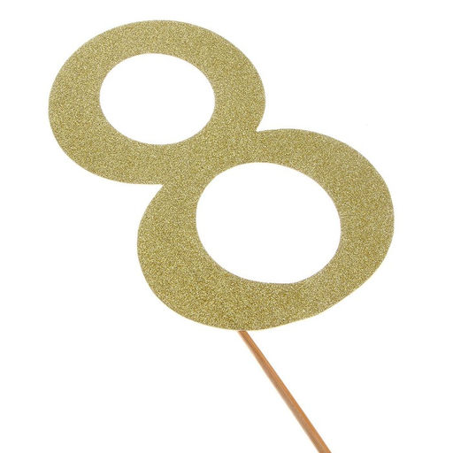 Цена за 6 шт. Топпер в торт 8, цвет золото - Страна карнавалия фото 2