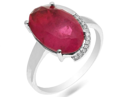 Кольцо из серебра турмалин малиновый выращ., Чезара