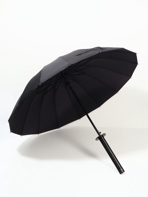Зонт - трость полуавтоматический «Катана», эпонж, 16 спиц, R=51/60 см, d=102 см, чёрный