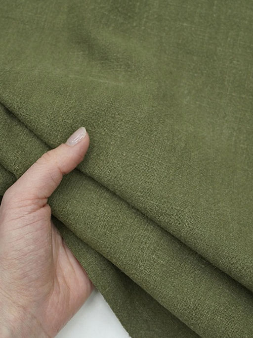 Крапива Рами (Ramie) цв.Винтажный темный хаки, ш.1.4м, крапива-100%, 240гр/м.кв - Купава фото 4