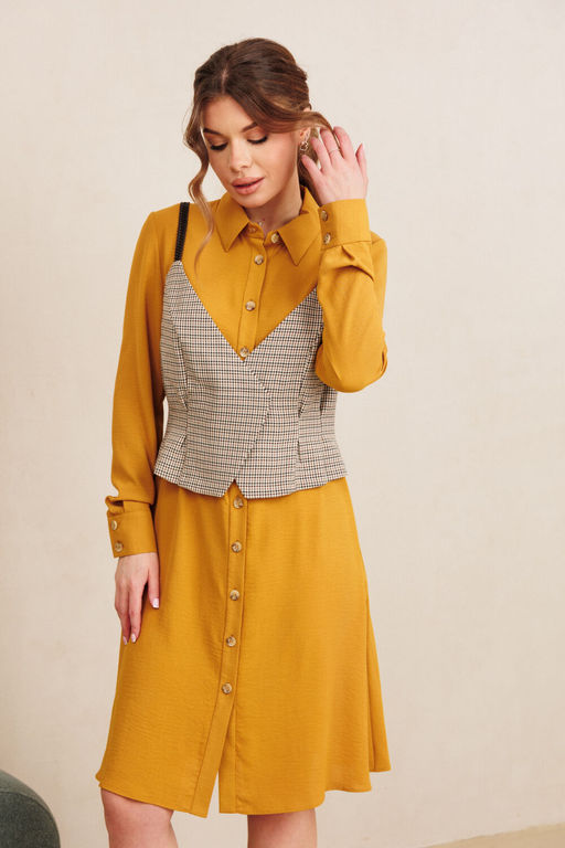 Костюм AMORI 7100 горчица+клетка  фото 4